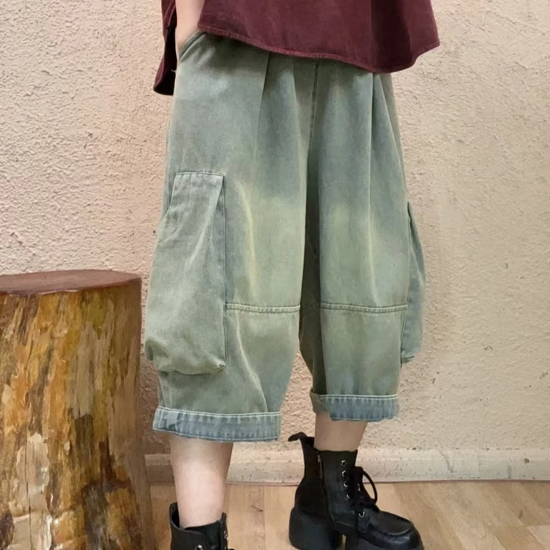 啵啵CM25992两侧大口袋百搭个性牛仔裤