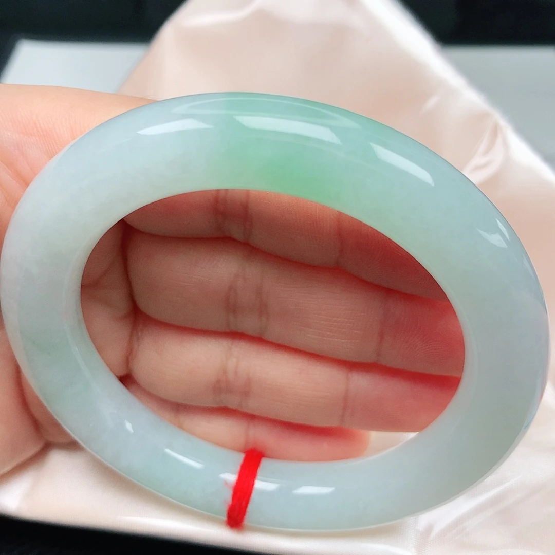 未镶嵌手镯翡翠15胖圆冰绿