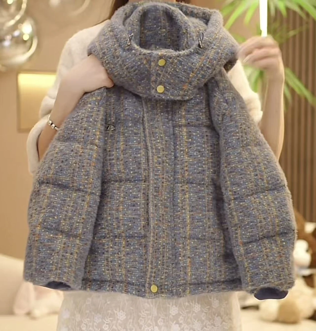 女童2025新款冬季保暖连帽棉服