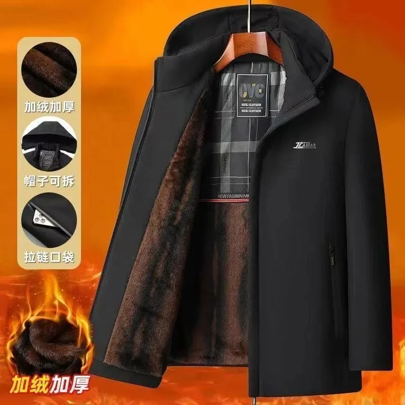 引领潮流时尚派克服冬季新款商务休闲加绒加厚保暖棉服中长款外套