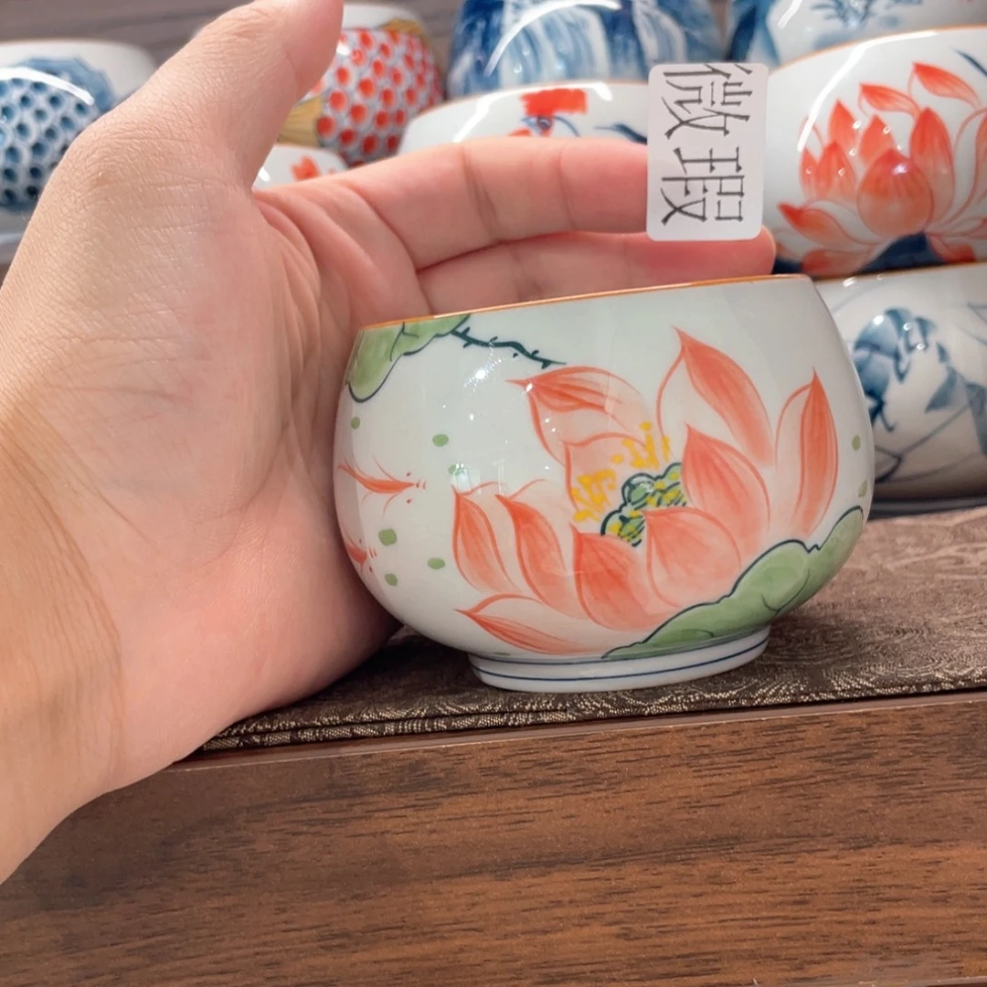 釉下手绘茶具微瑕