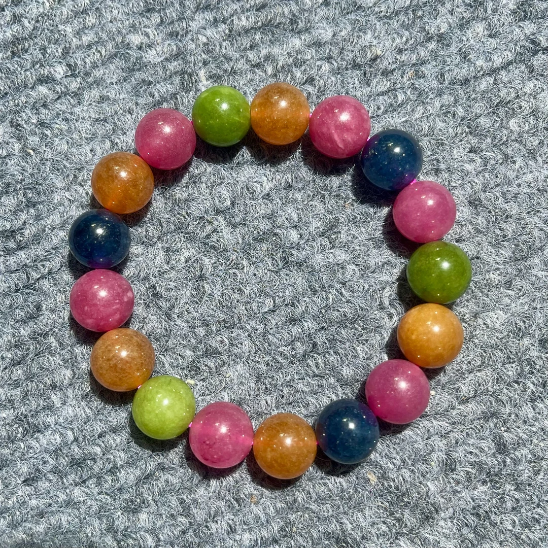 B03 天然珠宝七彩老碧手串 卡12