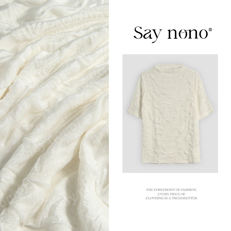 懒猫nono│Saynono 褶皱设计感醋酸T恤/XX089251192