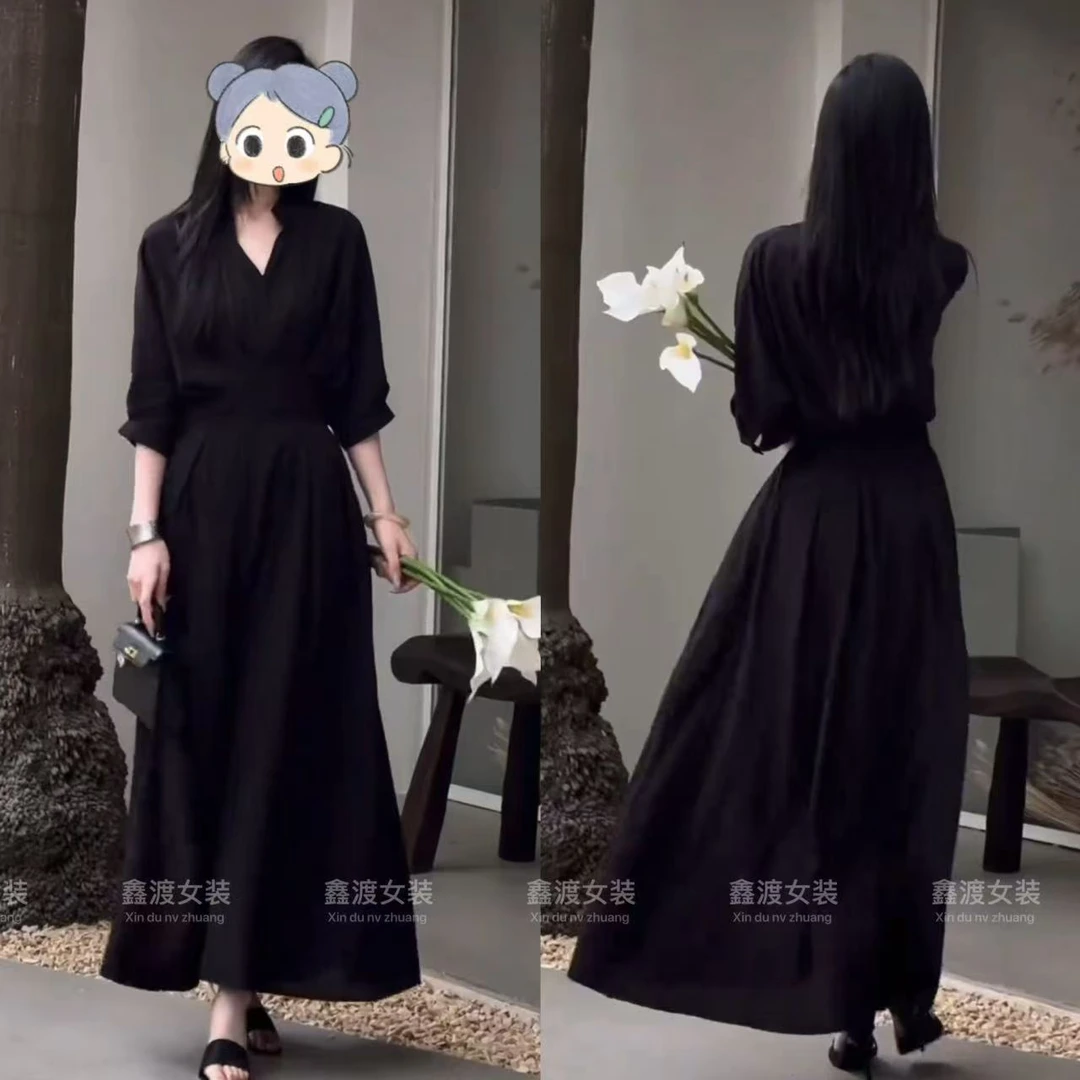 2025夏季新款时尚显瘦气质女士网红洋气连衣裙百搭款D9874