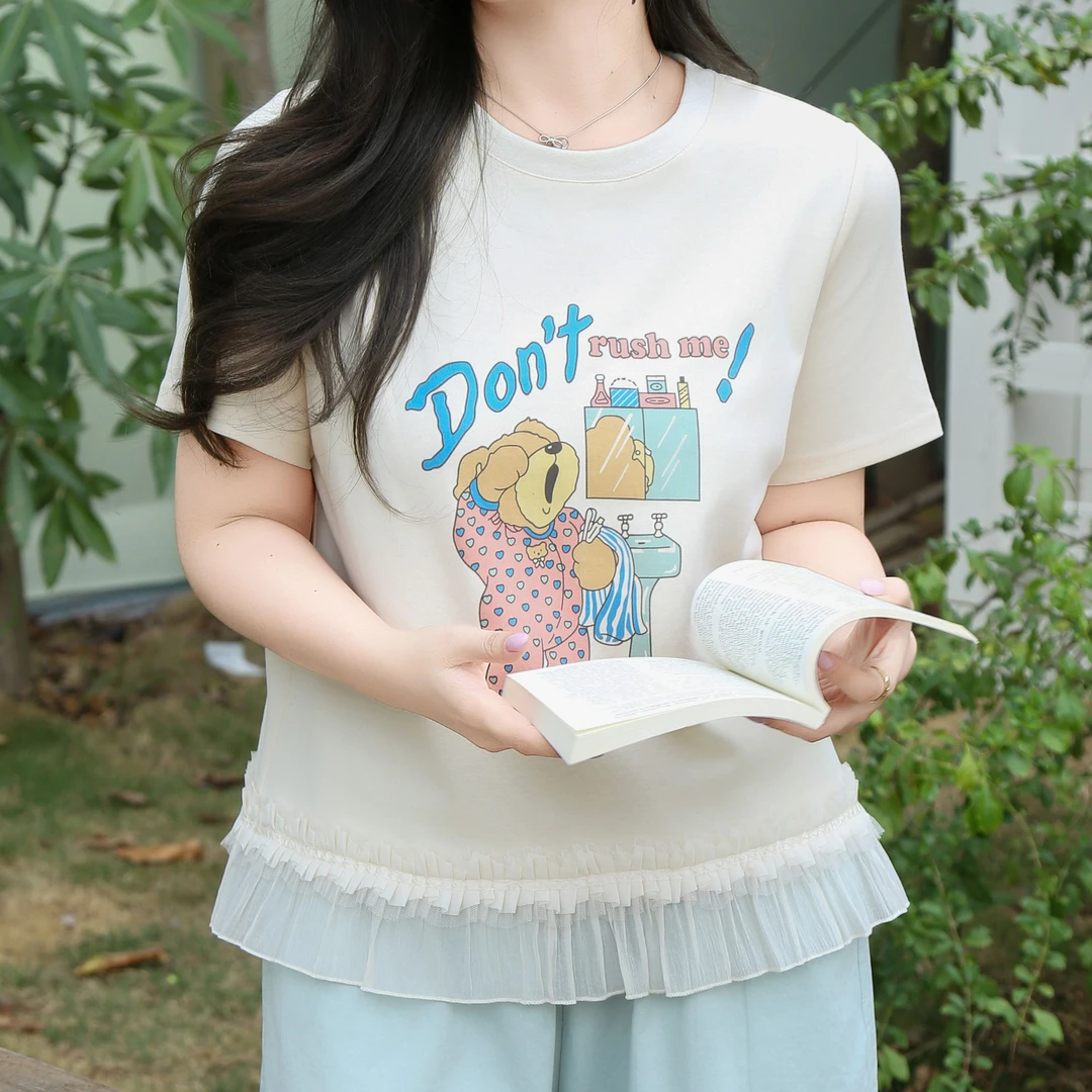 2025新款夏季卡通哈欠熊芭蕾风短袖 5533