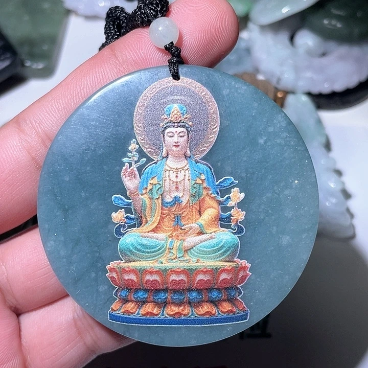 翡翠未镶嵌颈饰危料翡翠A货观音