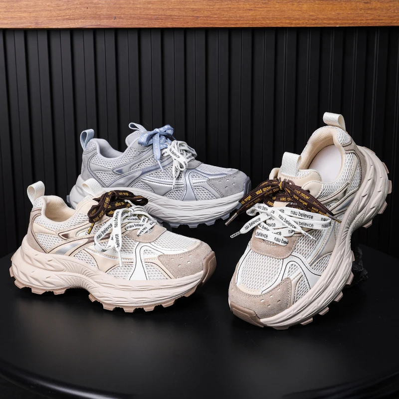 （小轻跑）明星同款老爹鞋运动风拼色耐磨时尚女鞋潮流网面鞋韩E71