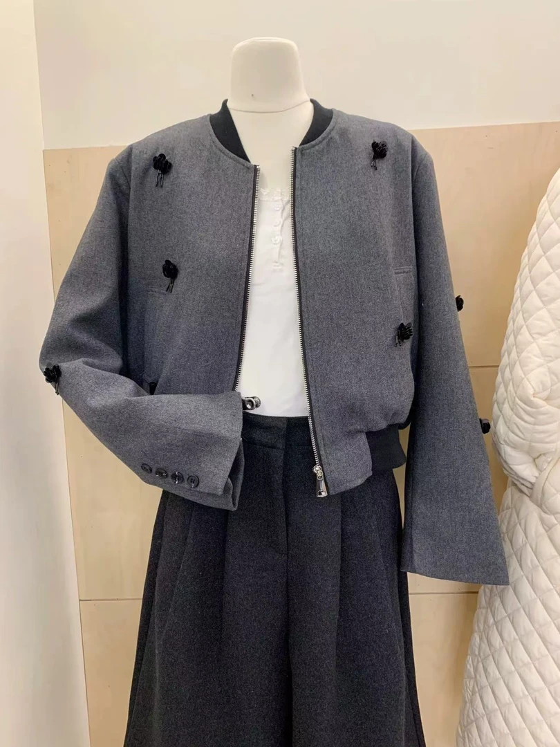 Manmi 设计款立体装饰短款夹克外套 17181（C4）