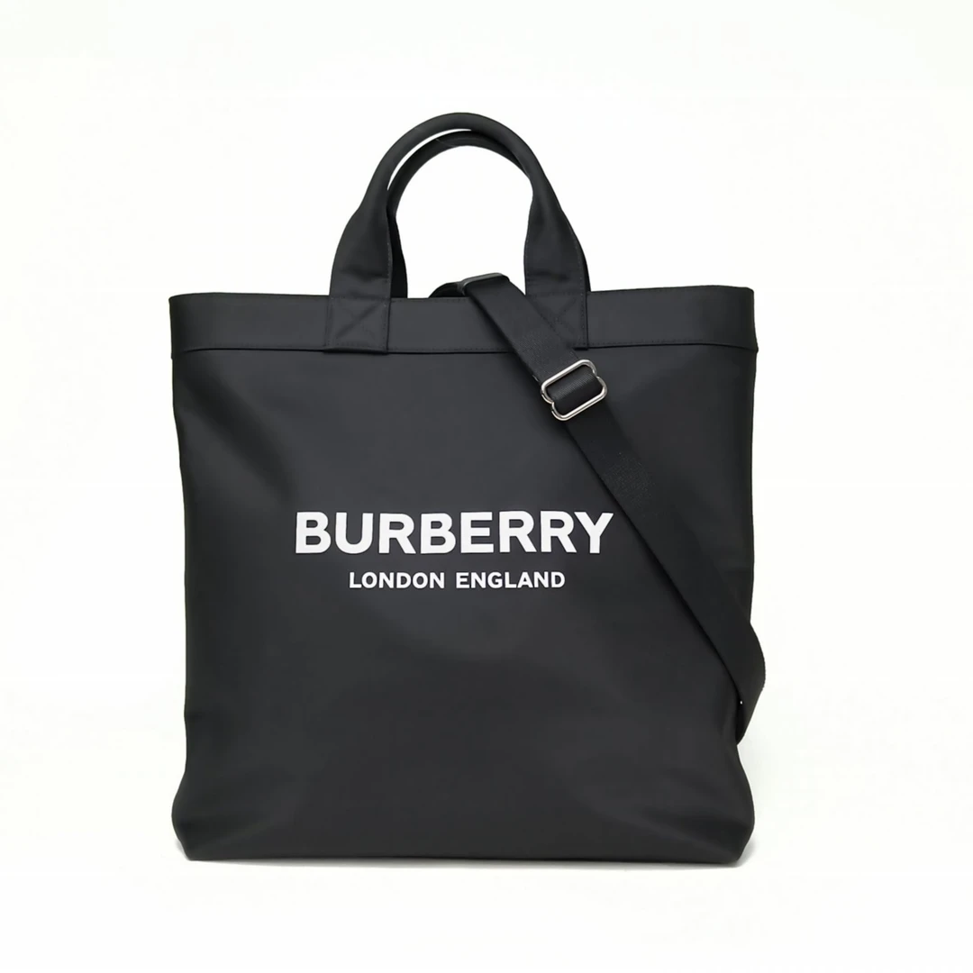 99新 BURBERRY/博柏利 【娇】黑色 尼龙Tote托特手提斜挎包 723214