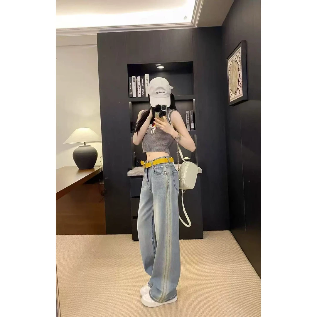 『 浅系假日W』设计感时尚气质百搭牛仔裤66185