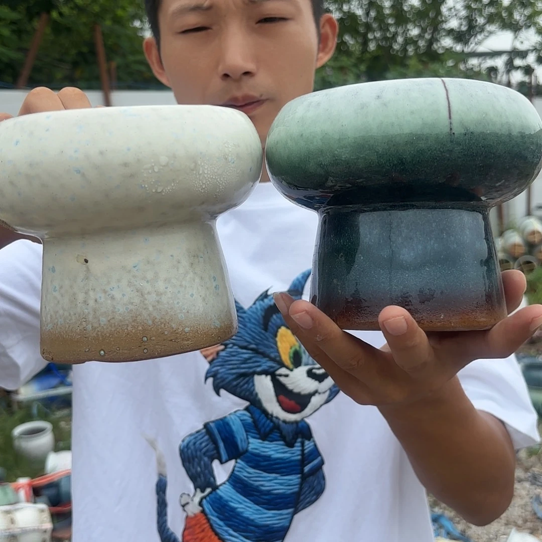 蘑菇瑕疵两个口径13*13白绿