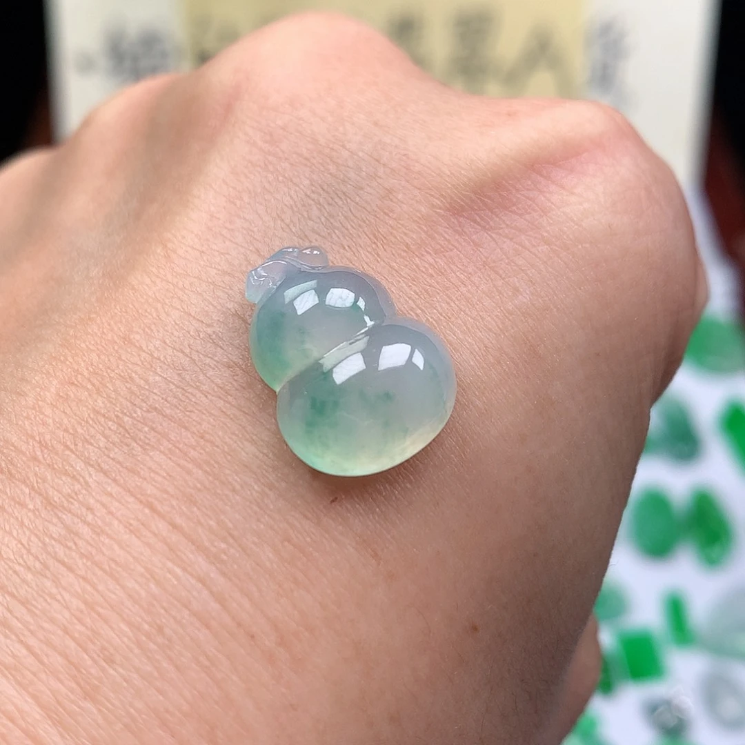 翡翠散珠缅甸天然翡翠A货冰种葫芦