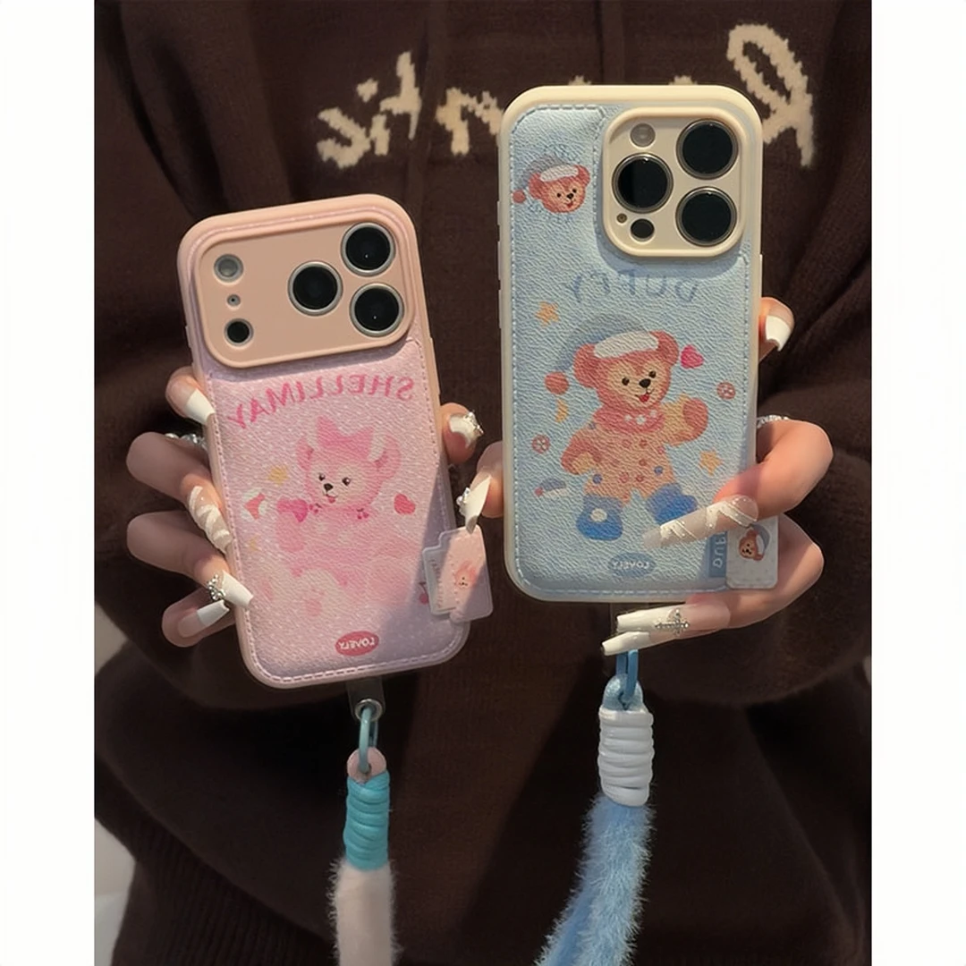 情侣波点可爱莉玫达菲适用苹果17手机壳16挂绳华为vivoppo小米15