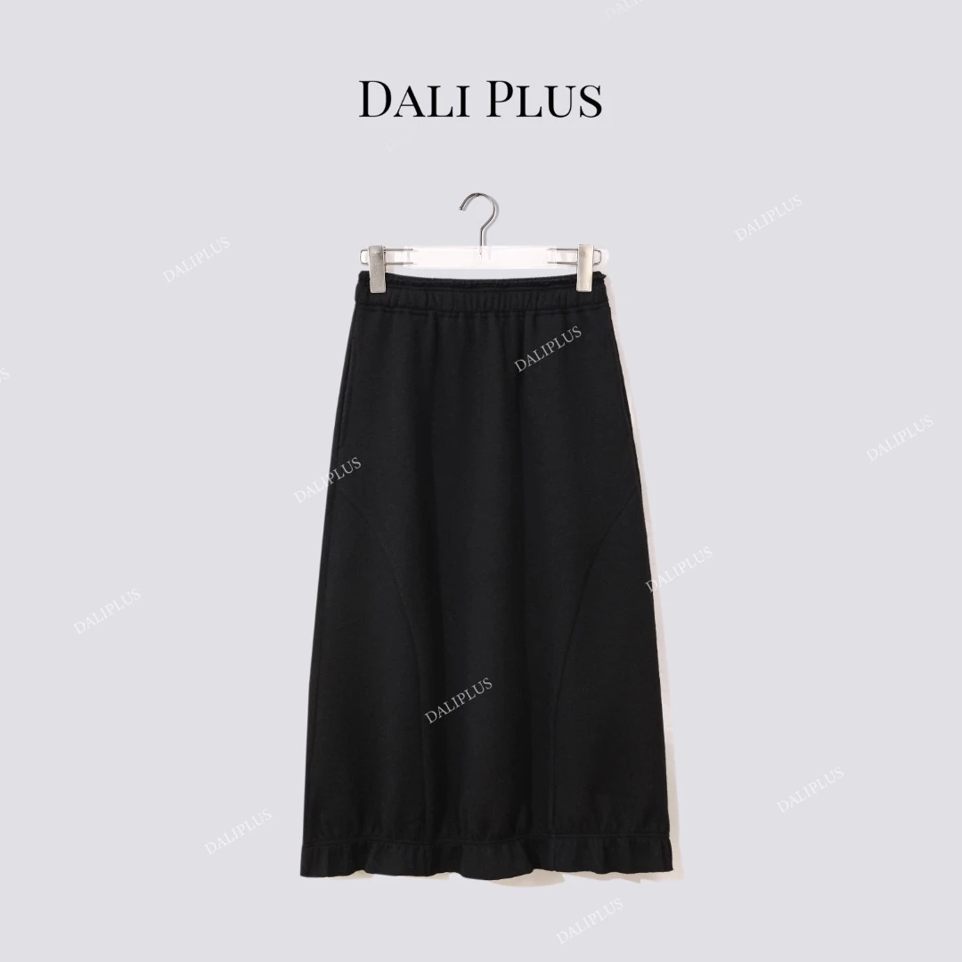 DALI PLUS“羊毛呢花苞半身裙”松紧高腰显瘦呢子长裙-D5CH5453