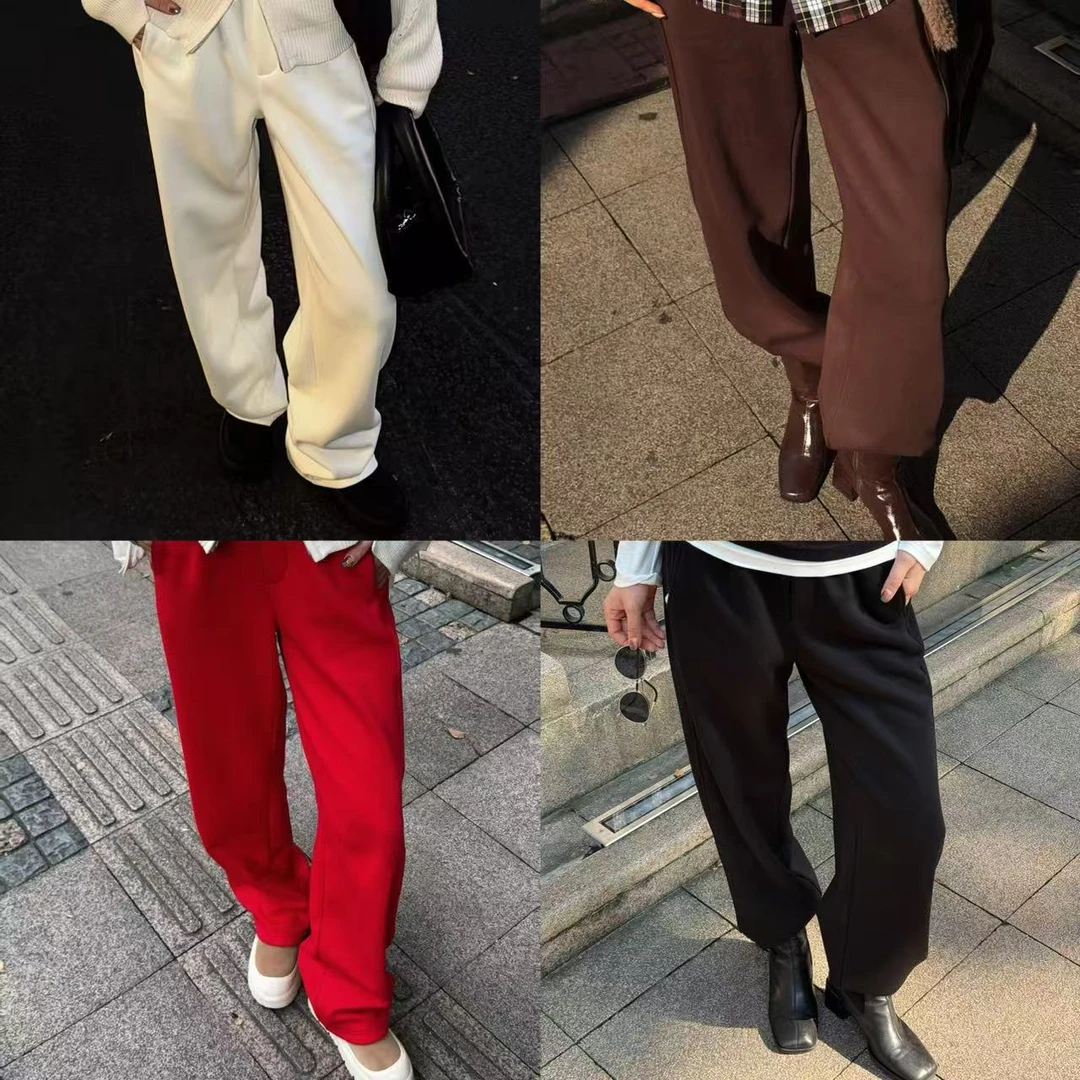 D&MX 窄版超显瘦直筒扭缝设计加绒多色卫裤B25051