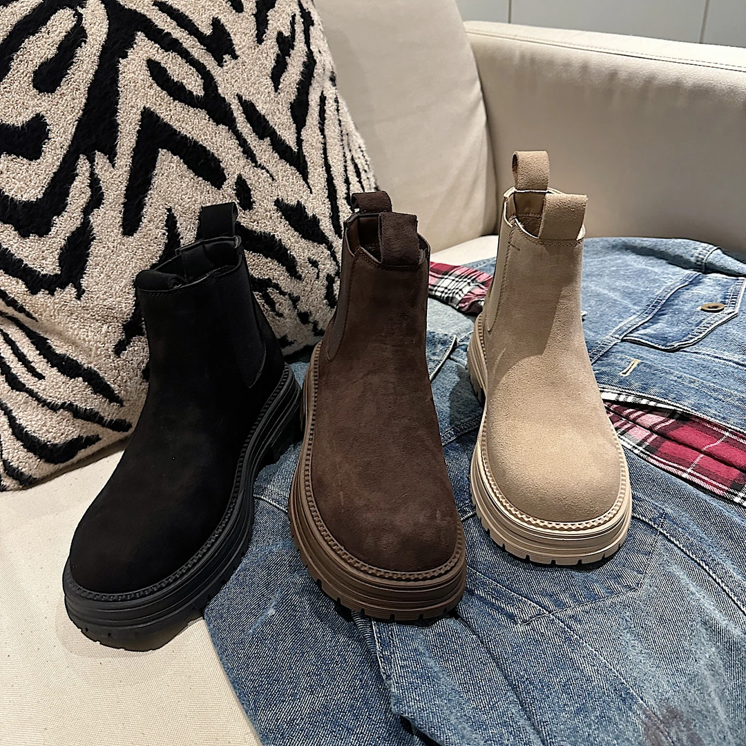 TS短靴女2024秋冬新款圆头纯色系简约短靴MTD47496A-C