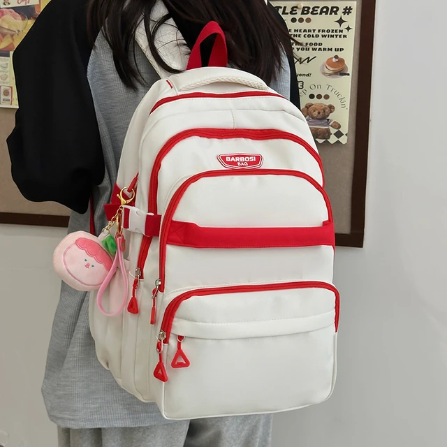 书包女高颜值2025新款时尚初中生高中双肩包撞色大容量中学生背包