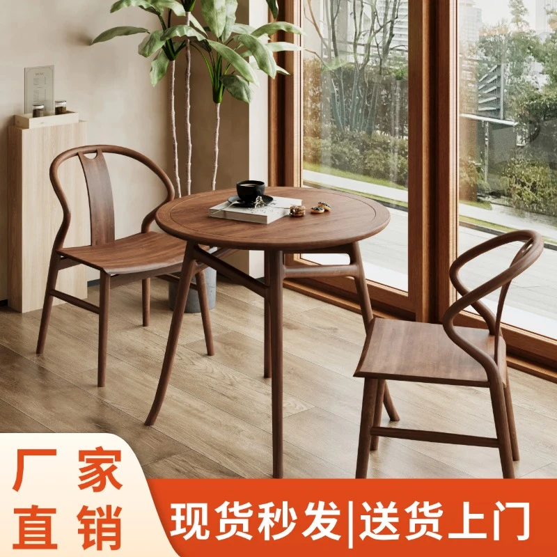 缅甸柚木简约边几小圆桌阳台客厅卧室圆几圆形小桌子极简高级感