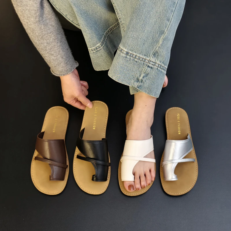 复古套趾拖鞋女夏季外穿2025新款配裙子小众平底软底沙滩凉拖凉鞋