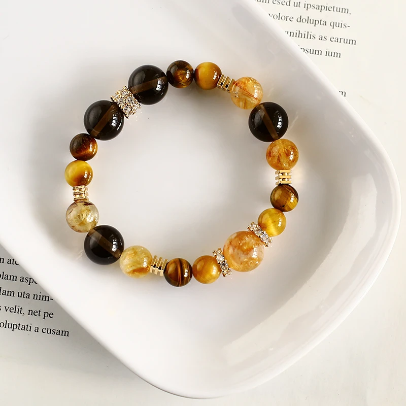 91-天然黄塔晶霸手串虎睛石手链 颜色微差 多样性发一BY10045010