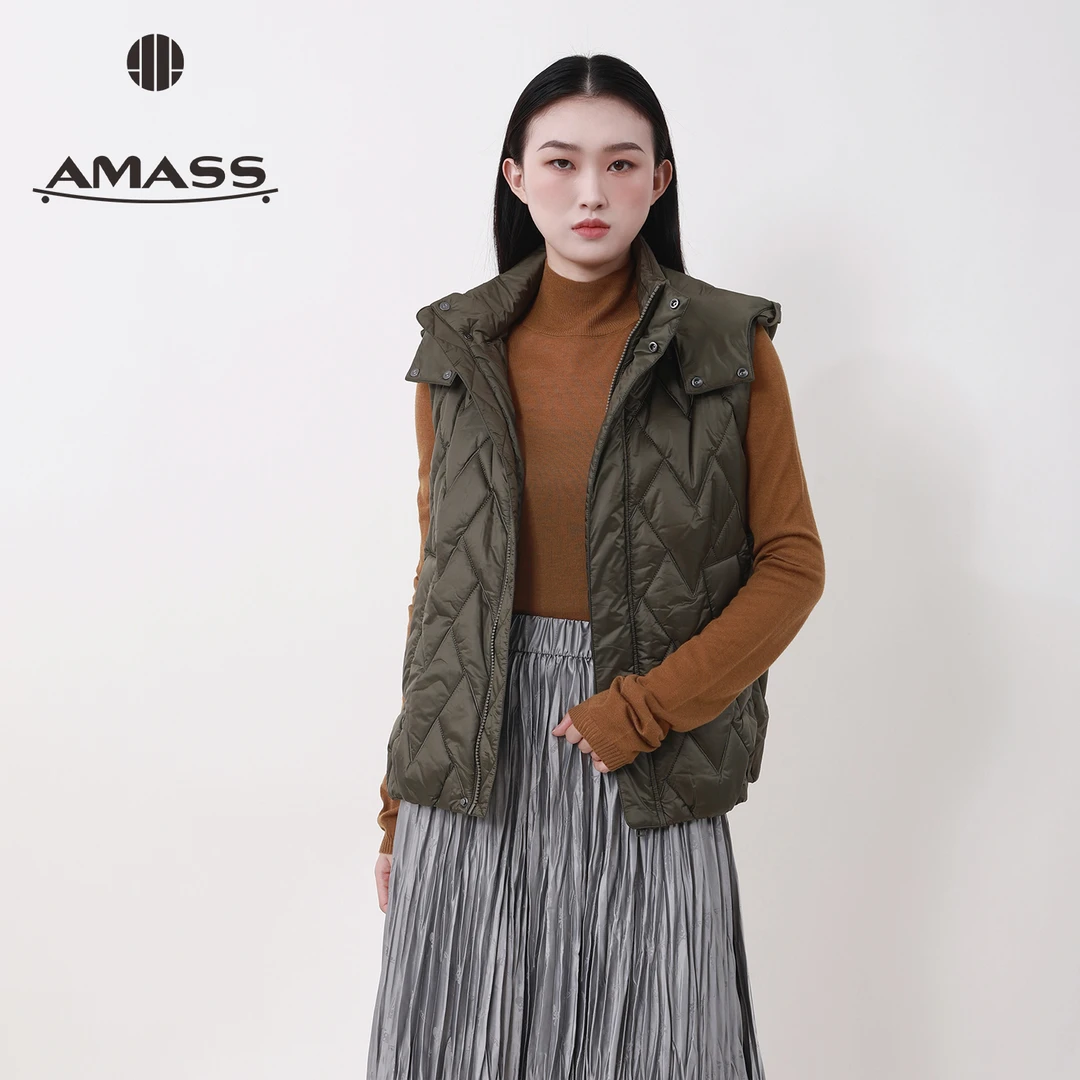 阿玛施/AMASS 秋冬新款百搭时尚休闲新雪丽厚款保暖马夹女5400747