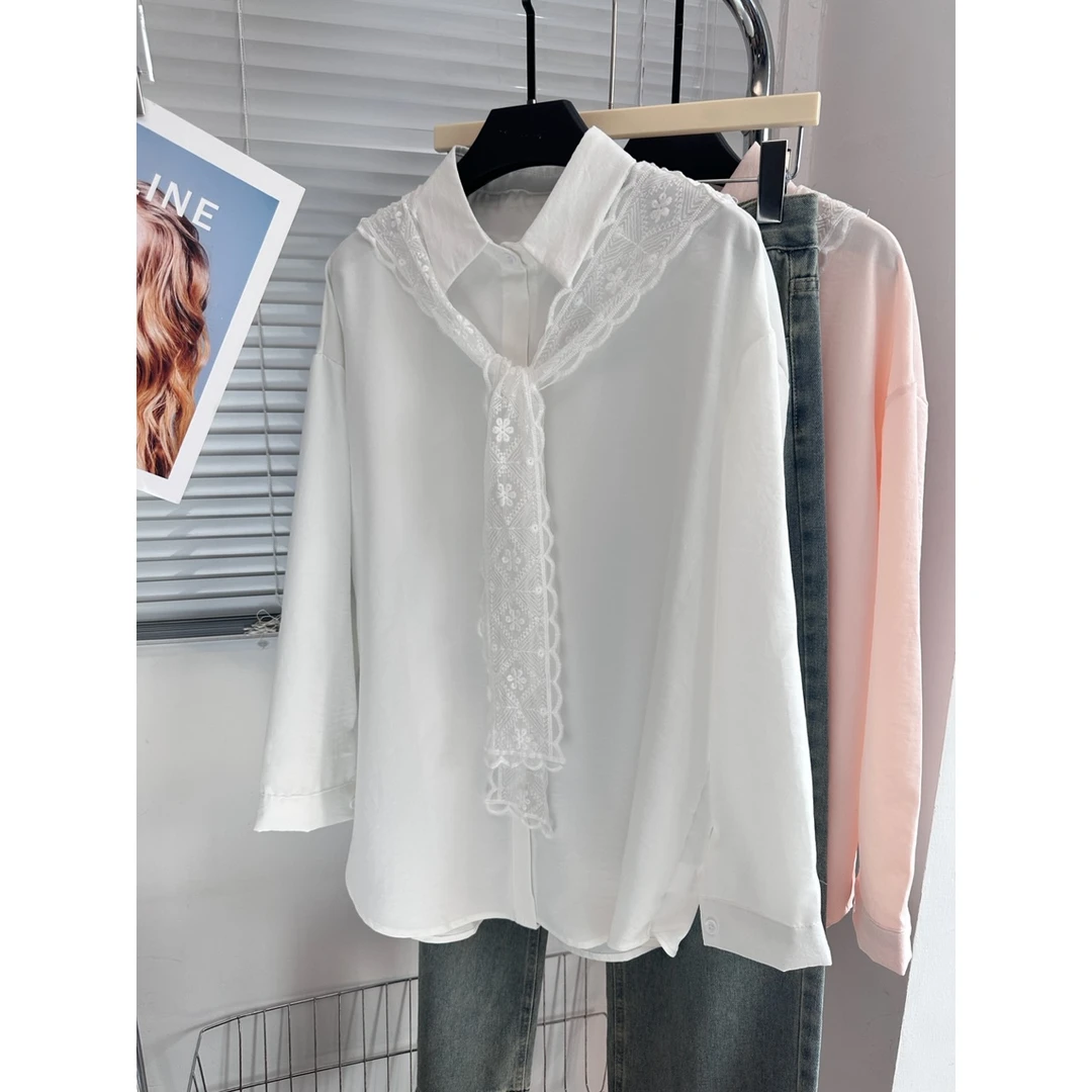 衬衫+蕾丝披肩2025春季新款时尚设计感秀气减龄休闲长袖衬衣上衣