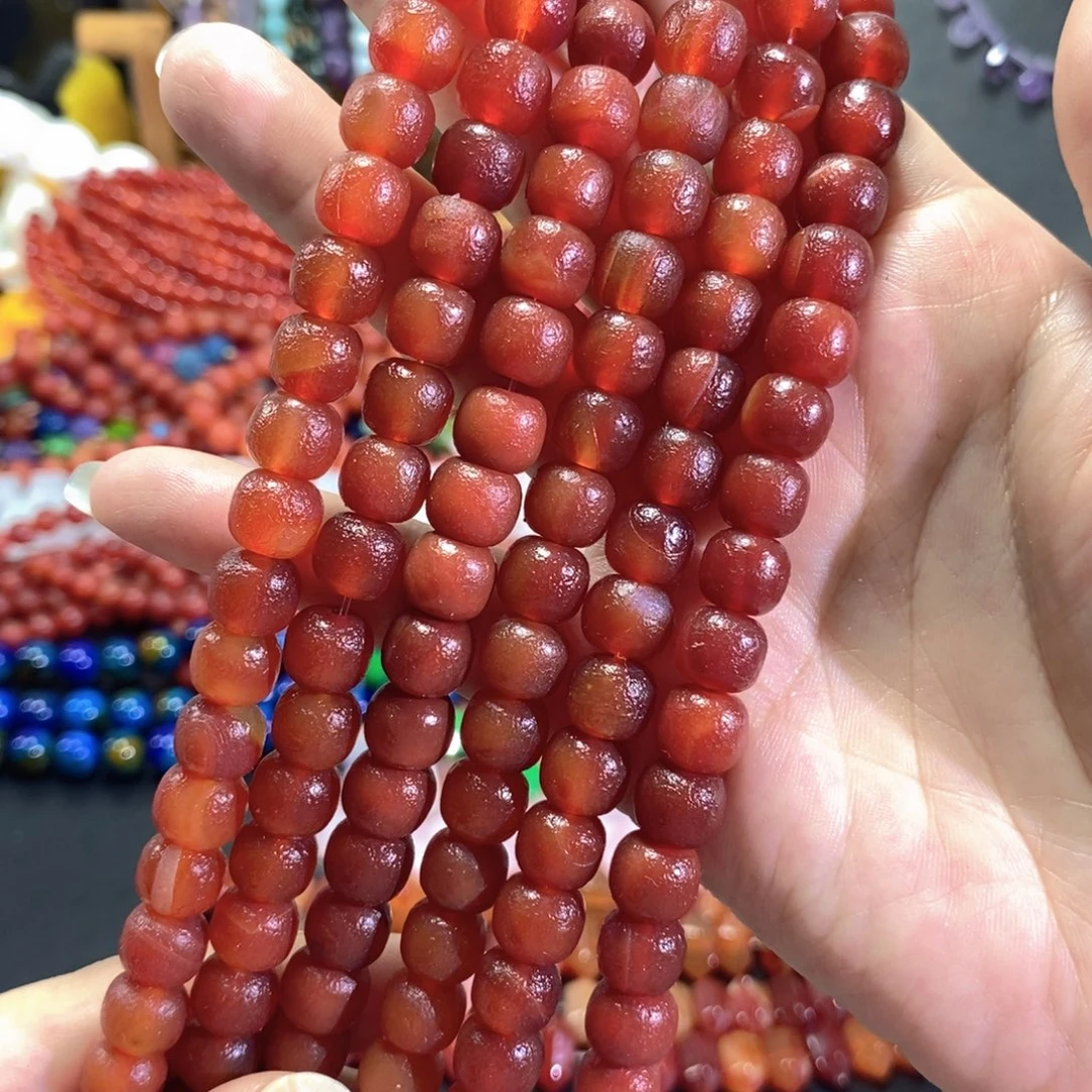 未镶嵌玛瑙/玉髓珠宝半成品橘皮玛瑙墩礅卡10mm