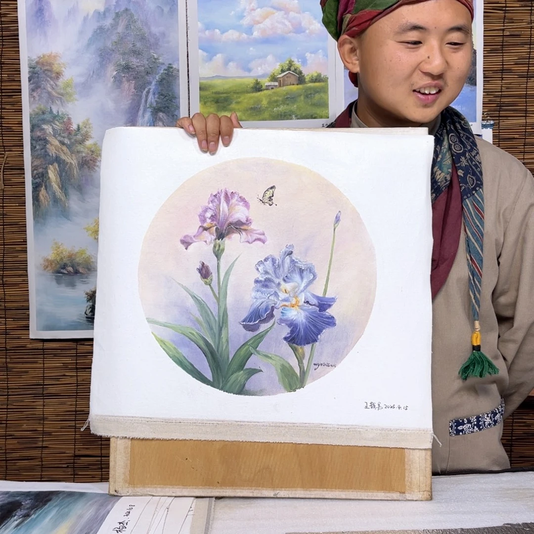 油画行路人小院绘画作品竞拍