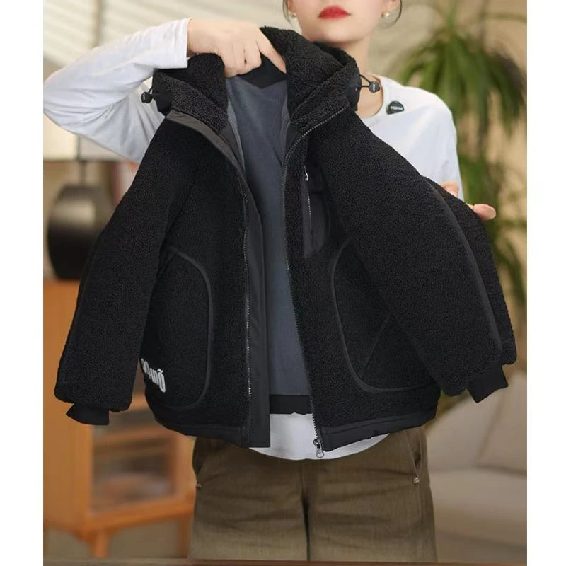 男女童冬装连帽外套2025新款中大童夹棉加厚外套儿童冬季毛毛衣