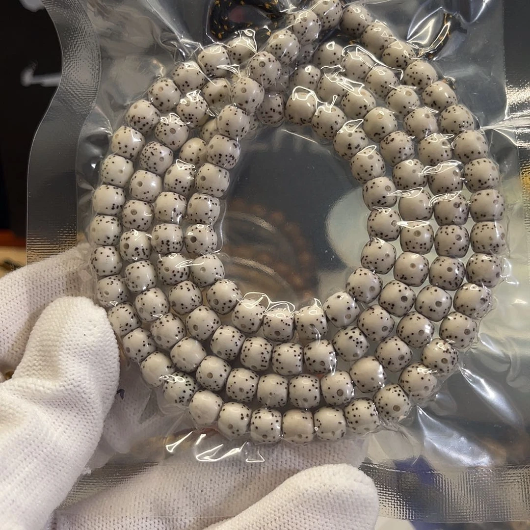 星月菩提吊坠原生态原白7×6黄金瞳直切鼓珠108