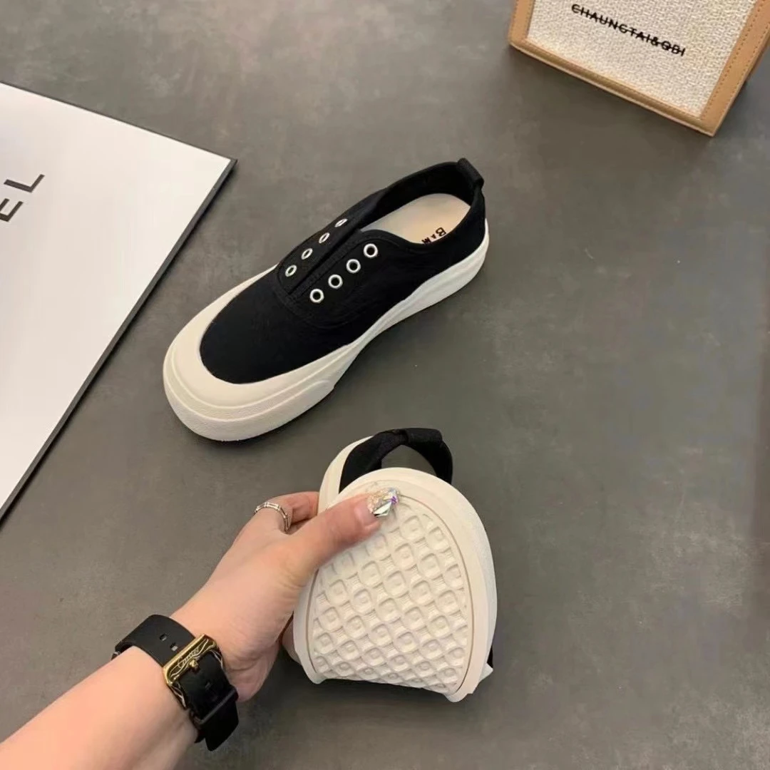 一脚蹬帆布鞋女2025春夏新款时尚休闲百搭软底透气低帮舒适懒人鞋