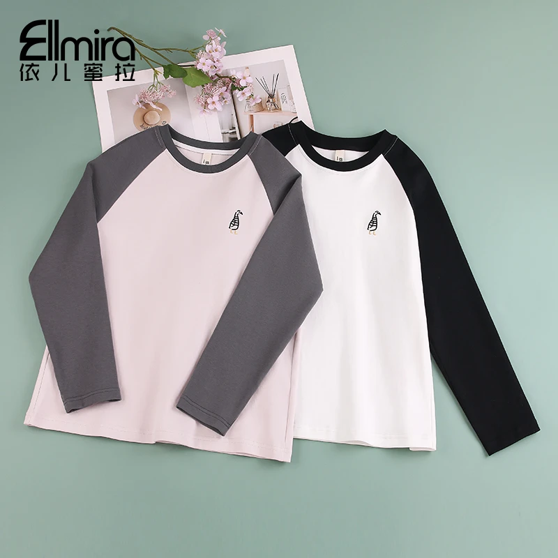 8916女童长袖T恤秋装t恤儿童上衣女打底衫宽松2025新款洋气大童潮