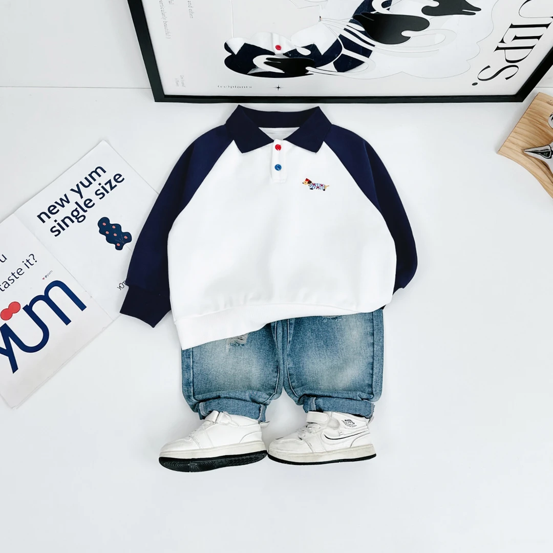 儿童POLO衫长袖卫衣2025新款春装男童洋气 HZ25024 悠悠童话童装