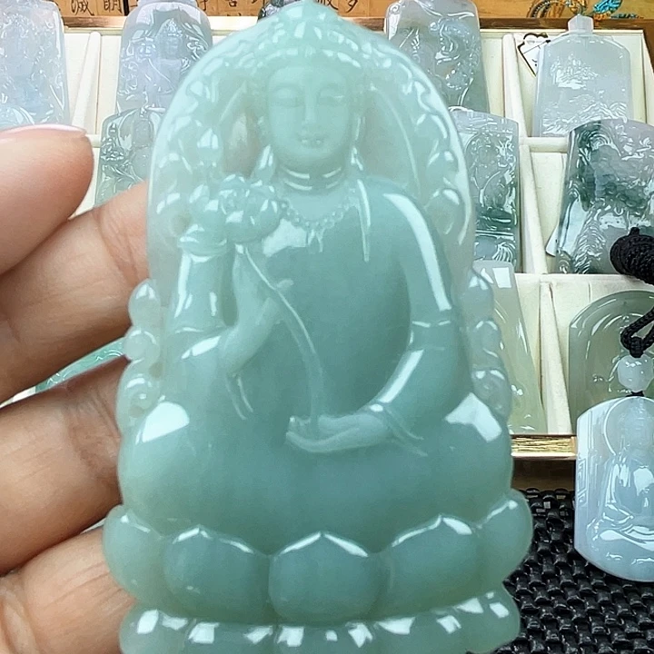 翡翠未镶嵌颈饰天然翡翠素衣观音