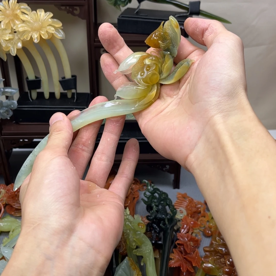 蛇纹石玉合金发饰