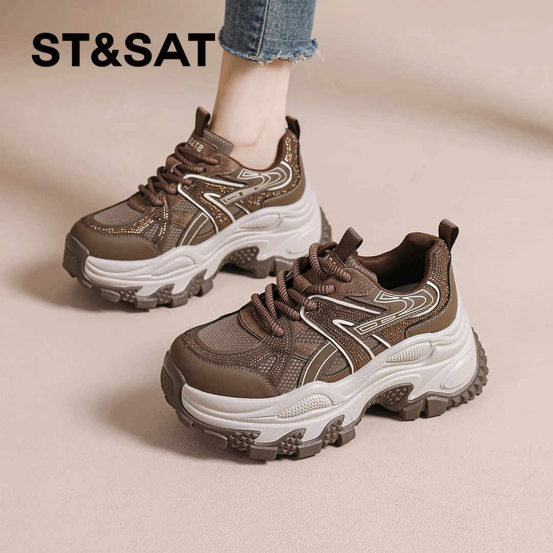 星期六爆款厚底老爹鞋女2025新款秋冬季时尚复古百搭显脚小休闲鞋