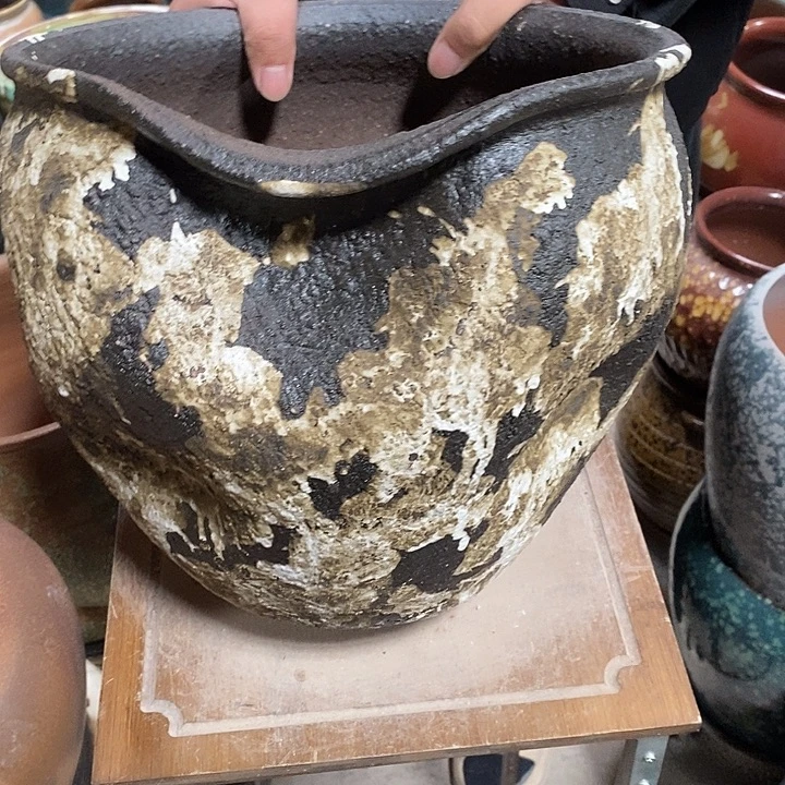 花盆紫砂口28高度26黑茶………