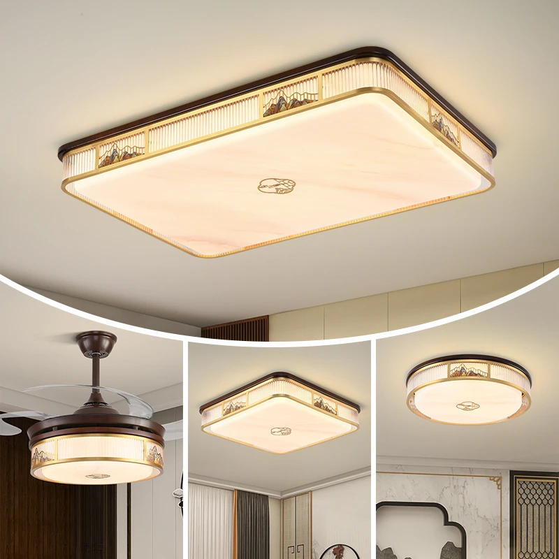 新中式实木吸顶灯主卧吸顶灯简约圆形餐厅书房灯禅意檀木茶室灯具