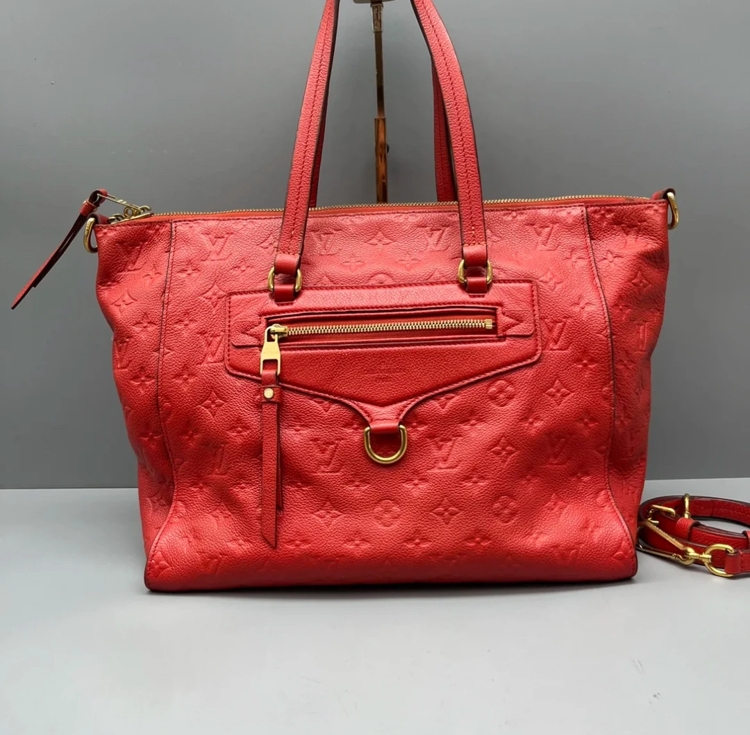 95新 LouisVuitton/路易威登 LV红色托特购物袋单肩包 23819