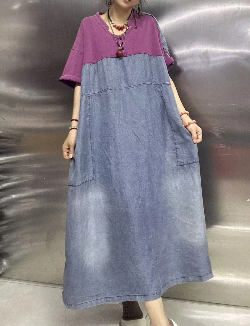 撞色拼接连衣裙04600502