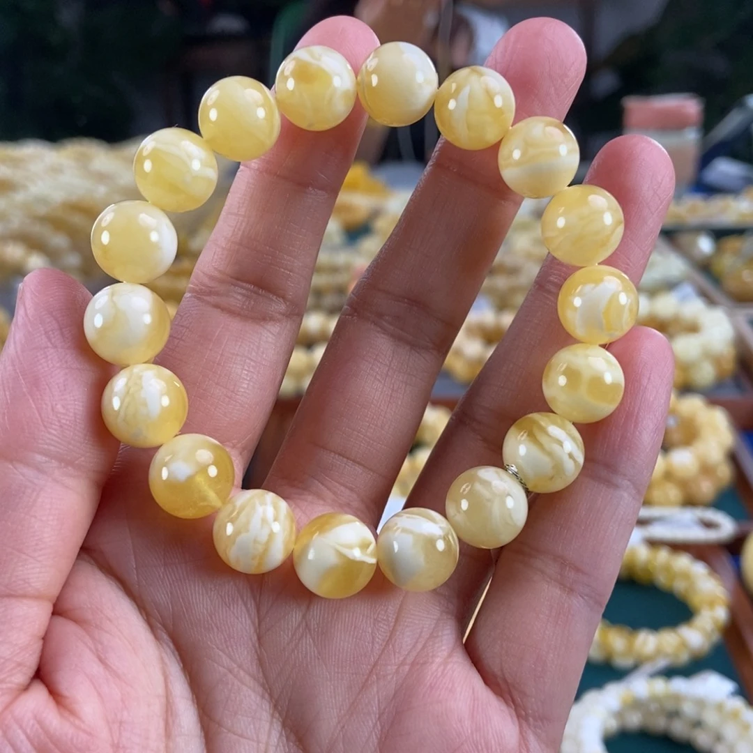 琥珀未镶嵌珠宝奇石11白妖花圆珠13.93