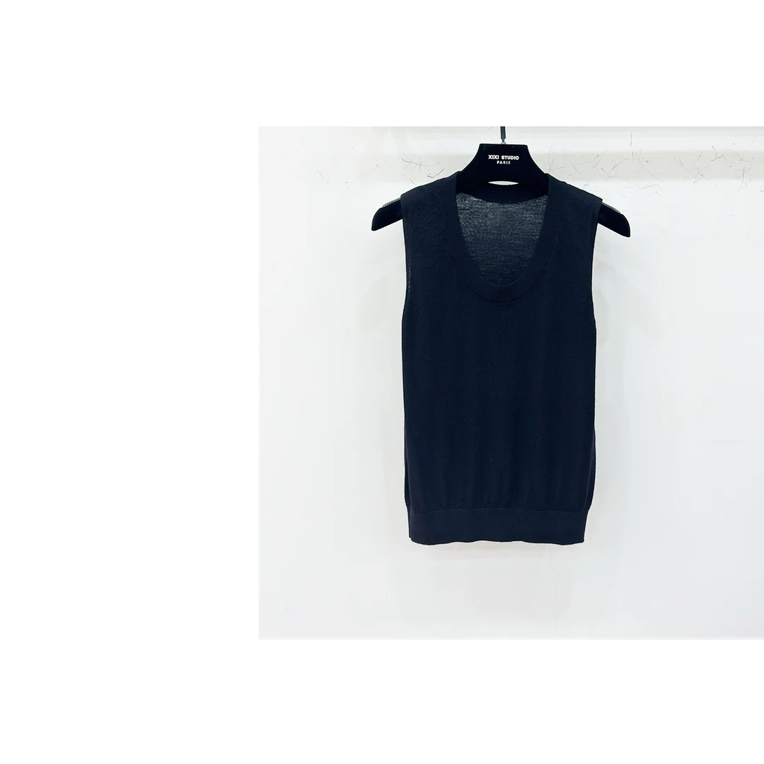 JIAYE CHAN夏季极简风显瘦舒服无袖U领超细纱背心上衣