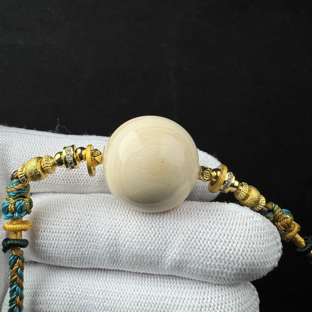 D16-60天然猛犸牙 圆珠24.2mm一物一图假一罚十