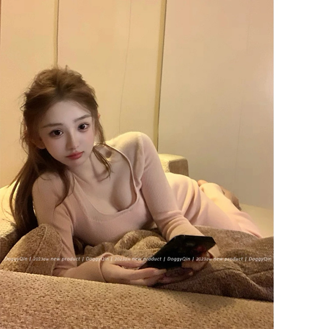 XIONG雯雯子【韩漫曲线】针织连衣裙