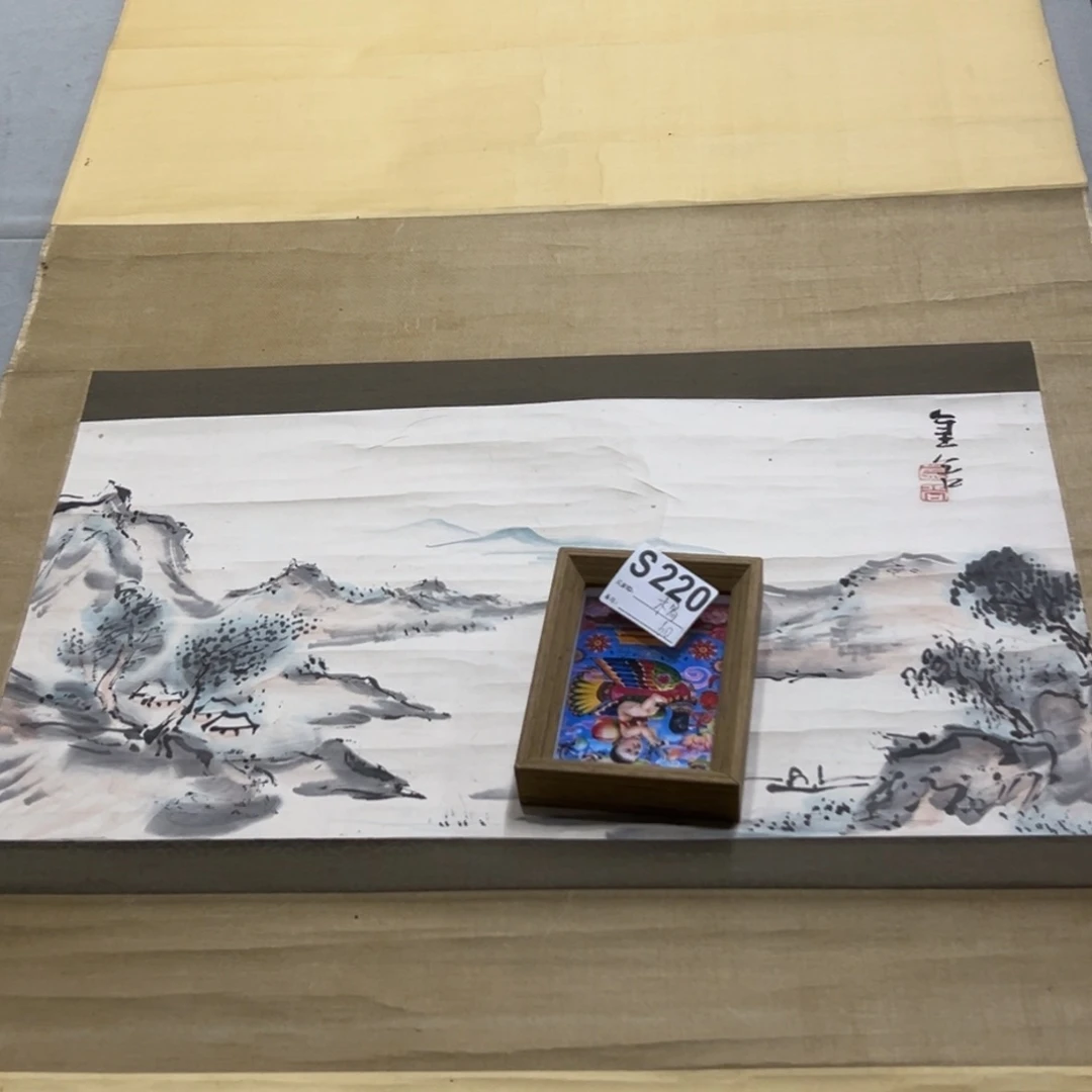 国画木**画手绘临摹山水挂轴