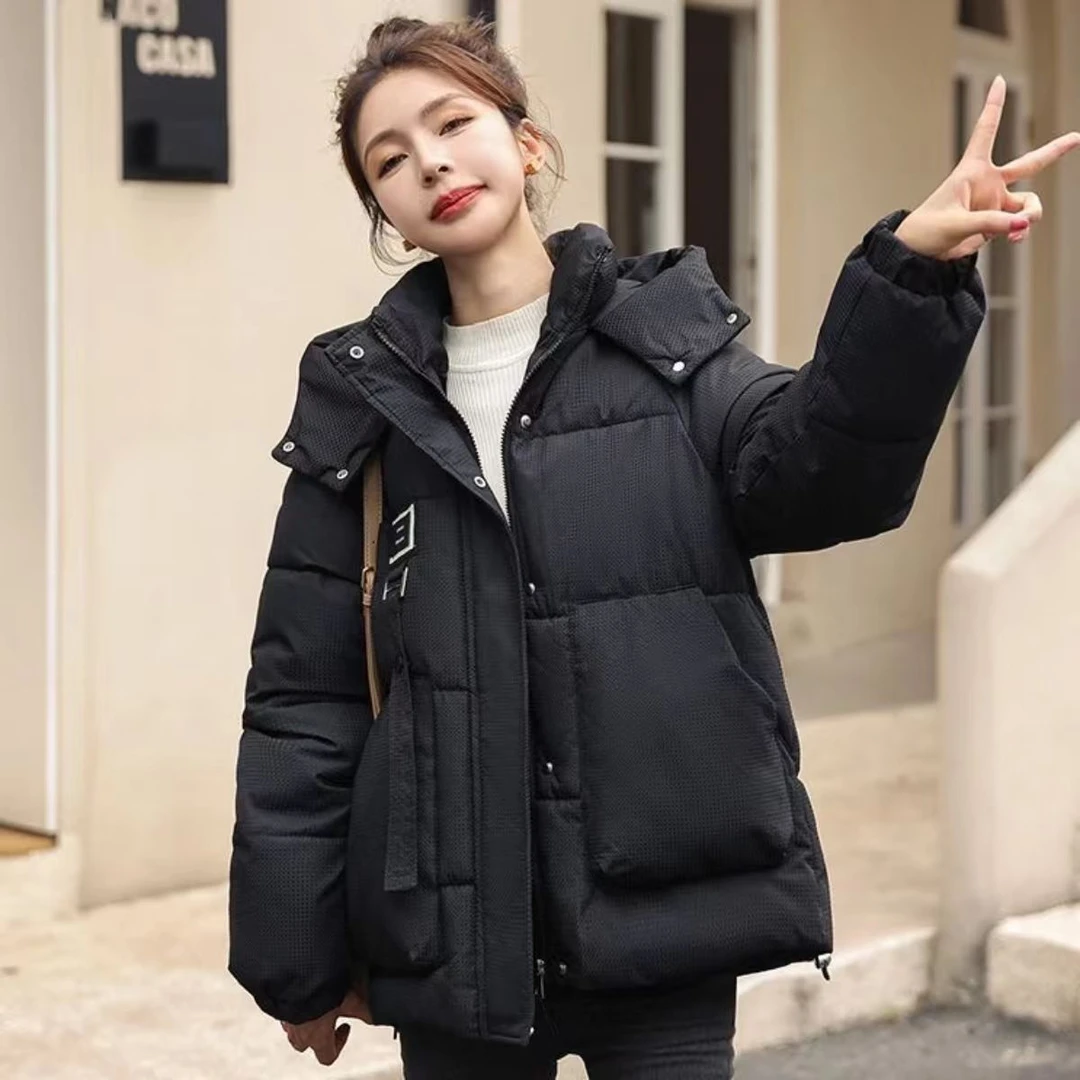 加厚棉衣韩版小个子时尚百搭连帽宽松冬季棉服学生ins保暖棉袄女