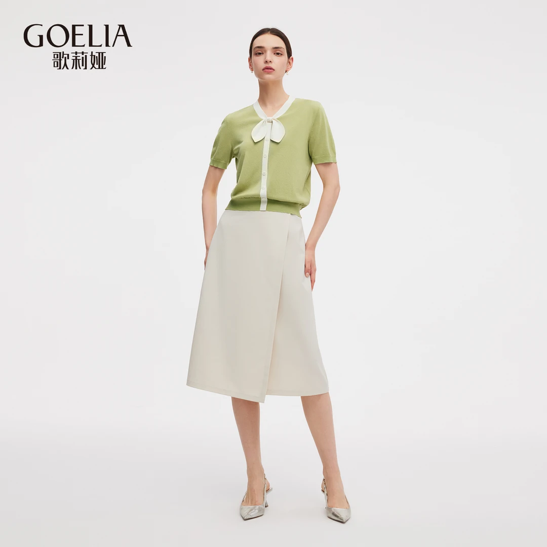 歌莉娅 夏季新品  撞色蝴蝶结上衣+A型半裙 1E5LAB860
