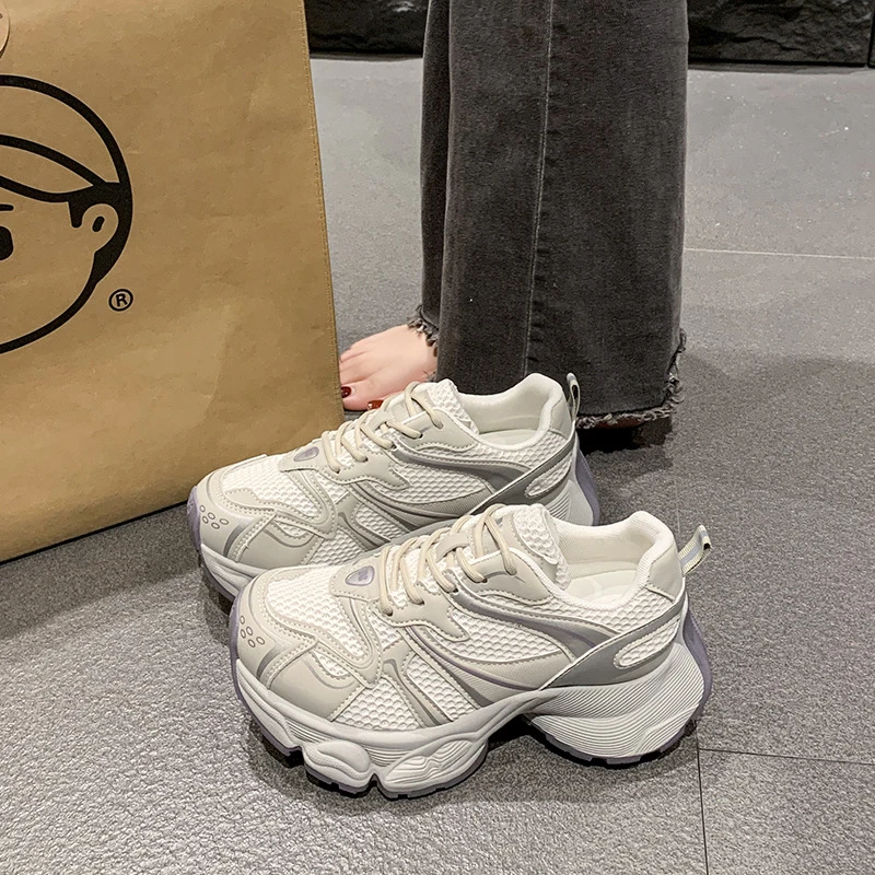 老爹鞋女2025年春秋季新款时尚百搭网面透气厚底休闲恶魔之眼老爹