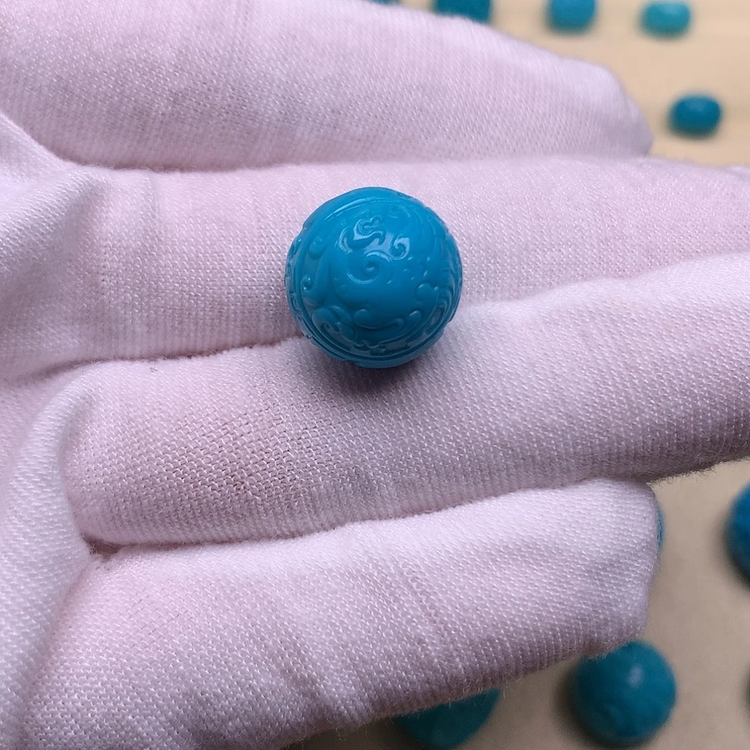 绿松石未镶嵌天然原矿绿松石龙凤13.8