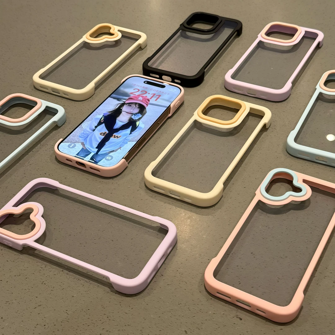 欧克里里撞色无边框适用苹果16promax亚克力14/15手机壳华为小米